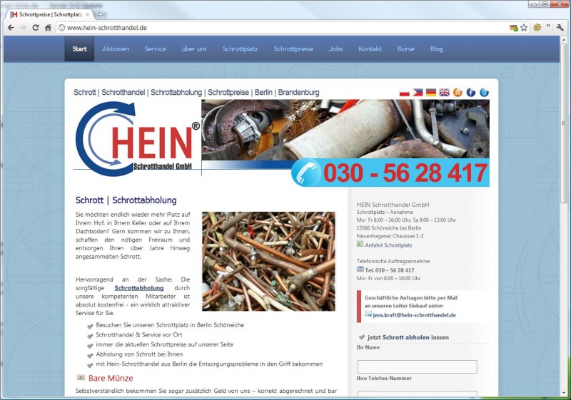 Hein Schrotthandel GmbH Schrotthändler aus Berlin
