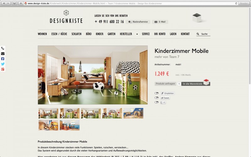 Design Kiste Onlineshop Produktansicht