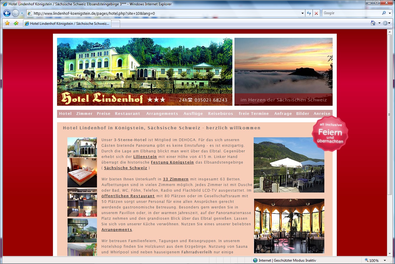 Webdesign Relaunch Hotel Lindenhof in Königstein