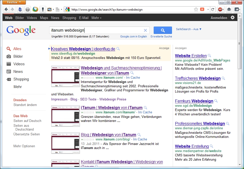 Firefox Suche im Adressfeld